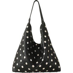 Signature Punk Studded Shoulder Bag: Elegant Vegan Leather with Magnetic Closure